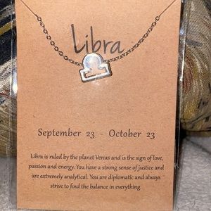 Libra Zodiac Sign Necklace, Silver, 16” chain